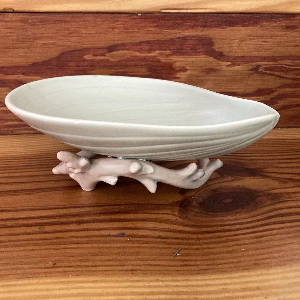 Fitz & Floyd Clam Shell Trinket Dish Ceramic Coral Feet Beach Coastal Decor